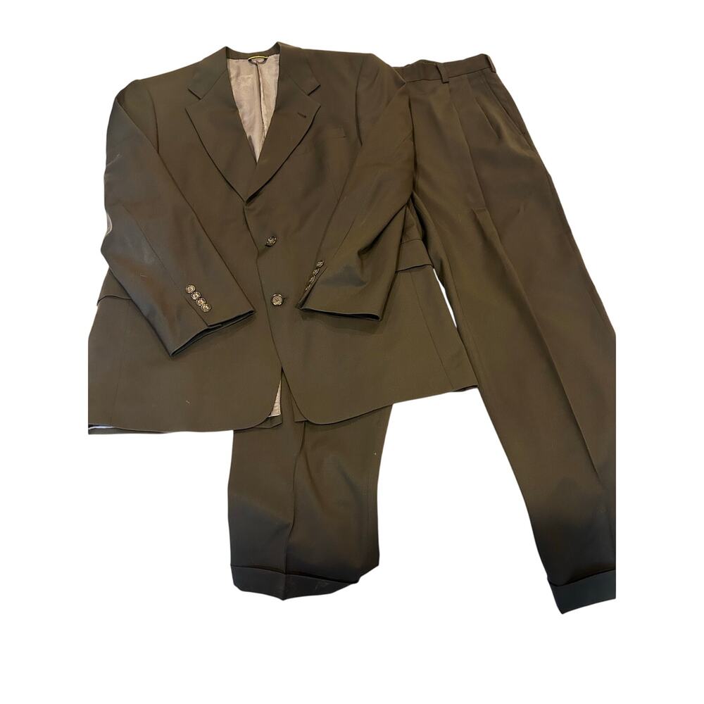 Hart Schaffner Marx Gold Trumpeter Wool Suit 41R Deep Green 2 Pc Nordstrom Mens